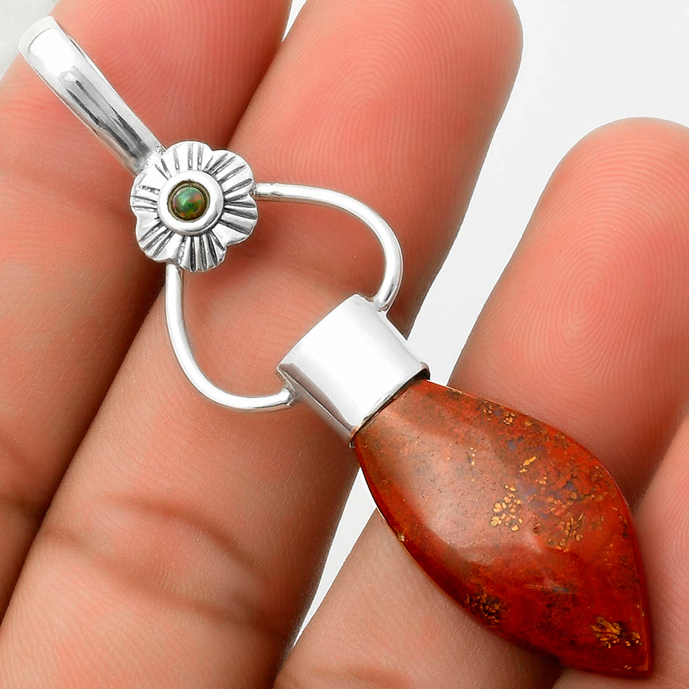 Red Moss Agate & Black Ethiopian Opal Pendant P-1583 SDP117140-0