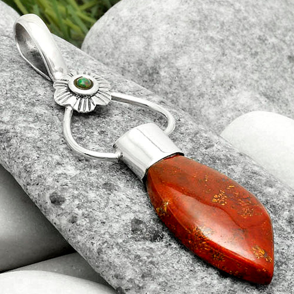 Red Moss Agate & Black Ethiopian Opal Pendant P-1583 SDP117140-2