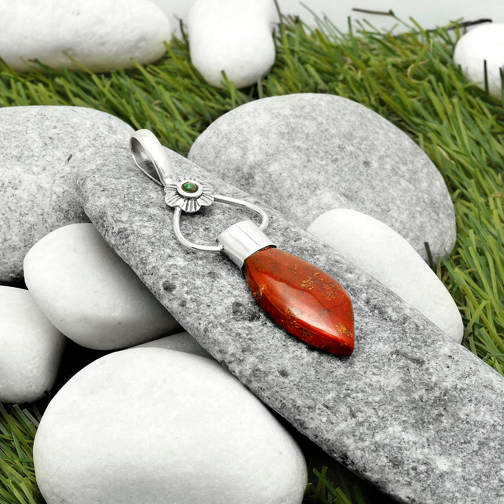 Red Moss Agate & Black Ethiopian Opal Pendant P-1583 SDP117140-1