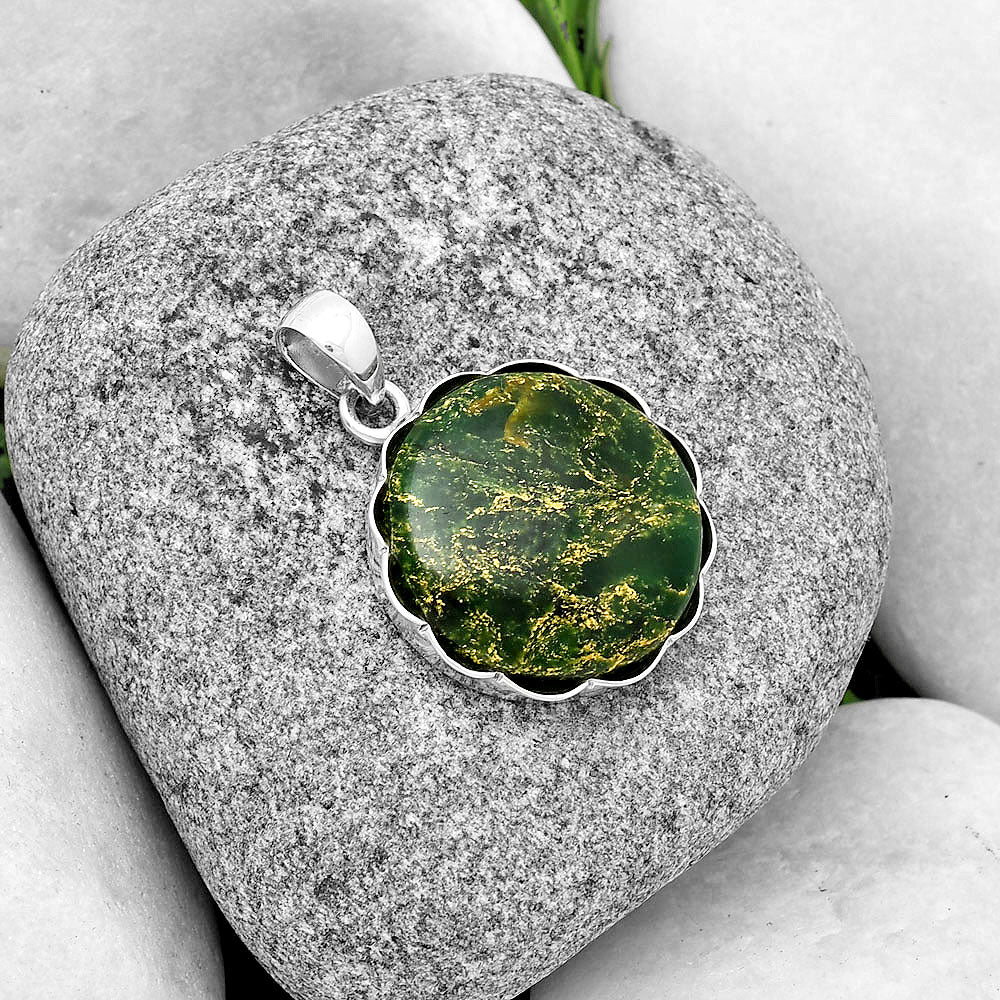Natural Green Fuchsite Pendant P-1555 SDP132595-1